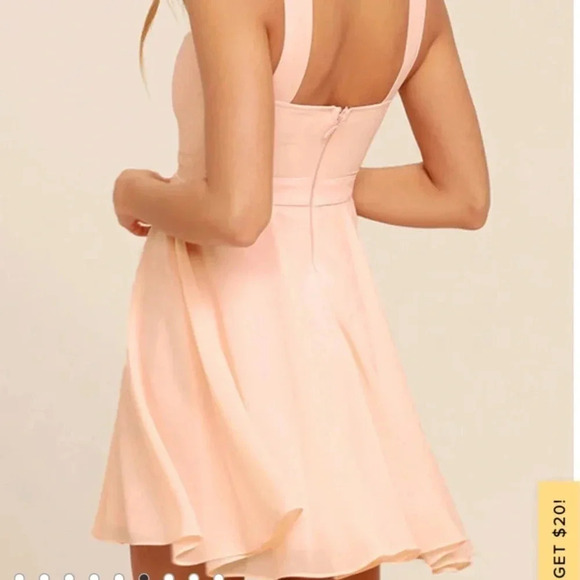 Lulus Forevermore Skater Peach Dress size XS halter neckline bodice - Picture 5 of 10